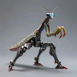 Cybertronic robotic mantis with led lights, high detail steam punk, Sigma 85 mm f/1.4, 4k, artstation