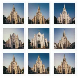 collage of polaroid church photographs and religious motives