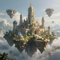 fantasy concept art, floating magic city, 8k high detail