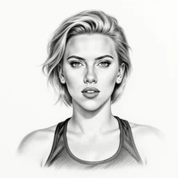 scarlett johansson as one punchman, manga pencil sketch, black and white, hyper realism, centered in portrait, 8 k, realistic, photo real, smooth, sharp, intricate detail, hyper detail, dramatic lighting, dramatic shading