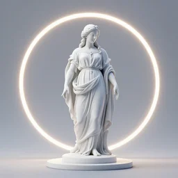 a renaissance statue surrounded by a 3 d neon circle, 3 d render, black background, ray tracing, 8 k resolution, sharp focus, hyper detailed, hyper realistic