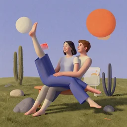 the concept of living joyfully, digital art, surrealism / skeuomorphic / matte painting