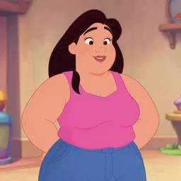 a plus-size woman in the style of modern Disney