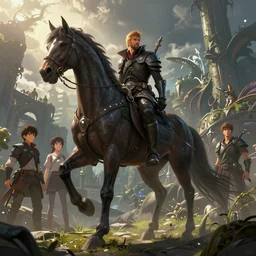 highly detailed dark horseman, stephen bliss, unreal engine, fantasy art by greg rutkowski, loish, rhads, ferdinand knab, makoto shinkai and lois van baarle, ilya kuvshinov, rossdraws, tom bagshaw, global illumination, radiant light, detailed and intricate environment