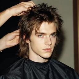 young beautiful axl rose having a haircut, by rembrandt