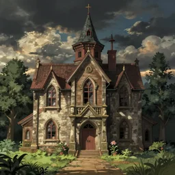 american gothic in detailed studio ghibli anime style