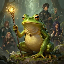 highly detailed portrait of a anthro frog mage, humanlike frog holding a wand, elden ring, stephen bliss, fantasy art by greg rutkowski, loish, rhads, ferdinand knab, makoto shinkai and lois van baarle, ilya kuvshinov, rossdraws, tom bagshaw, global illumination, radiant light, detailed and intricate environment
