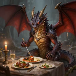 a dragonette eats dinner epic fantasy artwork epic detailed and intricate digital painting trending on artstation by wlop octane render