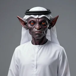 portrait sheikh of dubai, dark fantasy goblin, head and torso only, cinematic lighting, studio quality, anime, john grey, 4 k, master piece