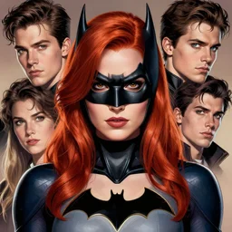 a portrait of Lili Reinhart Batgirl comics, red hair, art by lois van baarle and loish and ross tran and rossdraws and sam yang and samdoesarts and artgerm, Joshua Middleton, symmetrical eyes, digital art, highly detailed, intricate, sharp focus, Trending on Artstation HQ, deviantart, unreal engine 5, 4K UHD image
