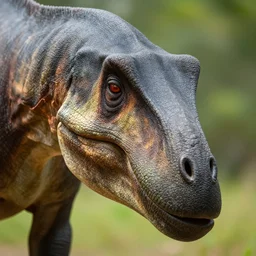 close up of a sauropod's face with lizard skin t