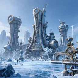 frozen steampunk city