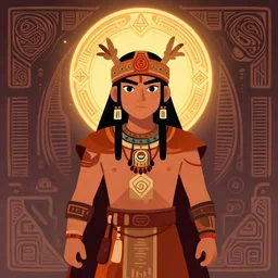 portrait of a future metaverse  tech Ayahuasca shaman warrior, 2D cartoon,  visionary art, symmetric, Magick symbols, holy halo, shipibo patterns, sci-fi, concept art, trending on art station, 8k digital art