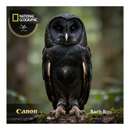professional photo of a blaxk barn owl, national geographic, nature, photo in the forest, studio lighting, very detailed, unreal engine, canon photo, professional lighting, good composition, winning award photo, real black barn owl, real,