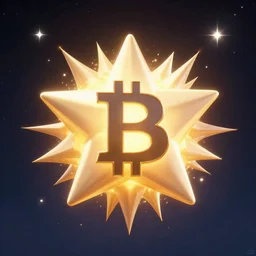bitcoin star explosion, space, volumetric light, 4 k, stars