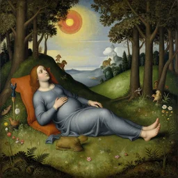 a painting of the most relaxing thing in the world, in the style of hieronymus bosch.
