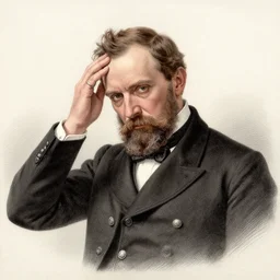 A lithograph of the Emperor Wilhelm II, German Emperor  skratching his head