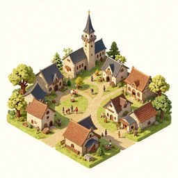 3 d isometric medieval village