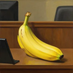 a court painting of a banana sitting in court. s-150