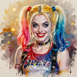 harley quinne by agnes cecile pastel light colours ink drips autumn lights