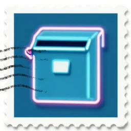 a neon mailing stamp from the 8 0 s, retro