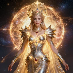 portrait of the powerful queen of the solar system in the style of anna dittmann and in the style of charlie bowater. glowing, ornate and intricate, stunning, dynamic lighting, intricate and detailed.
