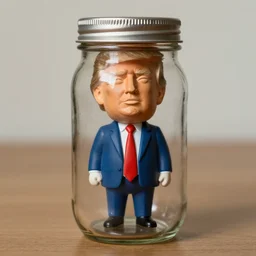 donald trump bobblehead inside a mason jar