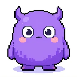 8-bit pixel art of a cute purple goo monster