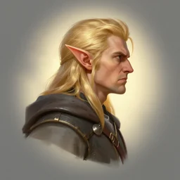 side profile centered painted portrait, male blonde elf ranger, anger, d & d, gloomhaven, matte painting concept art, art nouveau, beautifully backlit, swirly vibrant color lines, fantastically gaudy, aesthetic octane render, 8 k hd resolution, by ilya kuvshinov and cushart krentz and gilleard james