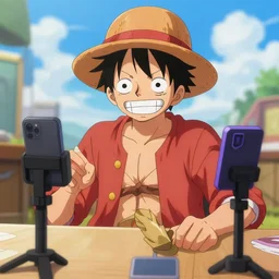 Luffy doing a livestream on Twitch