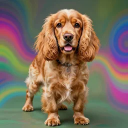 a hyper realistic rendering of a psychedelic cocker spaniel