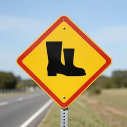 a road sign showing a boot warning you that there are boots ahead