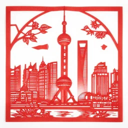 chinese paper cutting of Shanghai city