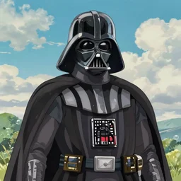 Darth Vader as an anime character from Studio Ghibli. Beautiful. 4K.