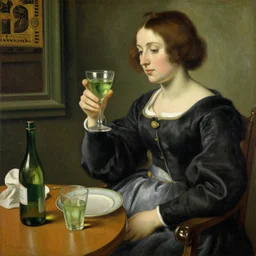 The Absinthe Drinker By Edgar Degas painting by Hieronymus Bosch