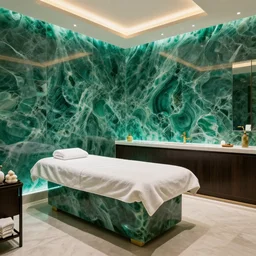 luxury spa with malachite walls