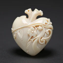 intricate heart finely carved into ivory, c anon 5 d 5 0 mm lens