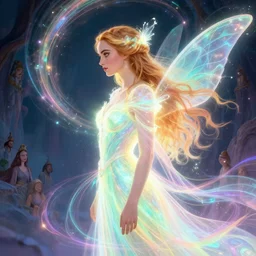 side portrait, bella thorne, glowing fairy, fantasy robe, gloomhaven, luminescent, colorful swirly magic ripples, pastel colors, by greg manchess, huang guangjian, gil elvgren, sachin teng, greg rutkowski, jesper ejsing, ilya kuvshinov