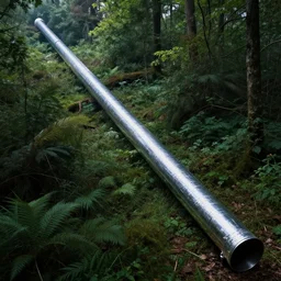 long shiny fantasy tube in a forest