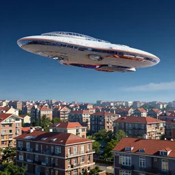 spaceship above houses by burda
