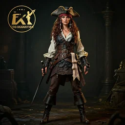 full body pose, hyperrealistic photograph of a beautiful pirate woman, dim volumetric lighting, 8 k, octane beautifully detailed render, extremely hyper detailed, intricate, epic composition, cinematic lighting, masterpiece, trending on artstation, very very detailed, stunning, hdr, smooth, sharp focus, high resolution, award, winning photo, dslr, 5 0 mm