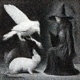 white crow bringing rabbit leg to a occult witch by Android Jones and M. C. Escher collaboration, futurist, digital art, dramatic lighting