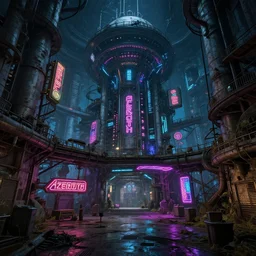 a beautiful ultradetailed highly detailed urbex nature facility industrial architecture by jeanne gang, bladerunner 2 0 4 9 azeroth uv light alien synthwave neon signs, archdaily, wallpaper, highly detailed, trending on artstation.