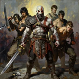 god of war, painting by gaston bussiere, katsuya terada, frank frazetta, tom of finland, trending on artstation