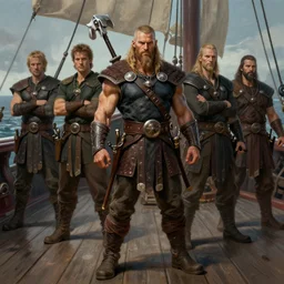muscular viking on ship deck, dnd character art portrait, matte fantasy painting, deviantart artstation, by jason felix by steve argyle by tyler jacobson by peter mohrbacher, cinema