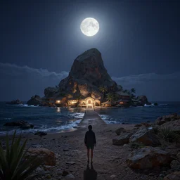 moonlit socotra island, realistic detailed digital art by maxwell boas jessica rossier christian dimitrov anton fadeev trending on artstation cgsociety rendered in unreal engine 4 k hq
