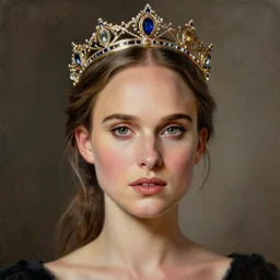 portrait painting natalie portman wearing a crown, detailed, artstation, trending, detailed