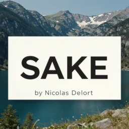 label for sake, mountain lake, by nicolas delort