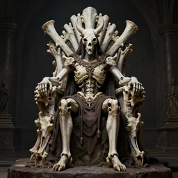 baphomet seated on a royal throne made of bones