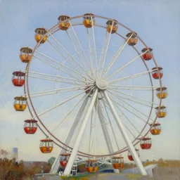 a mid - century modern ferris wheel. highly detailed oil painting. 1 3 mm.